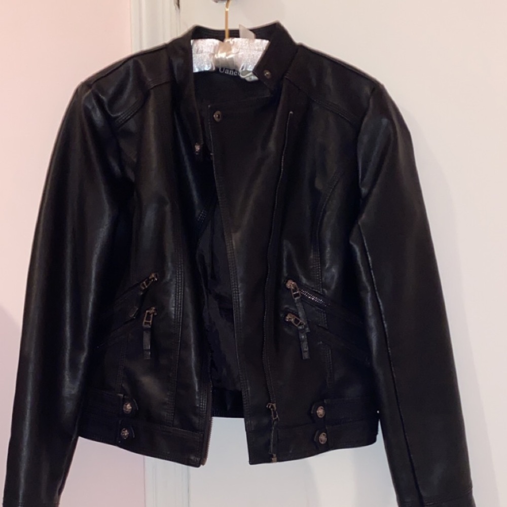 Black faux leather jacket